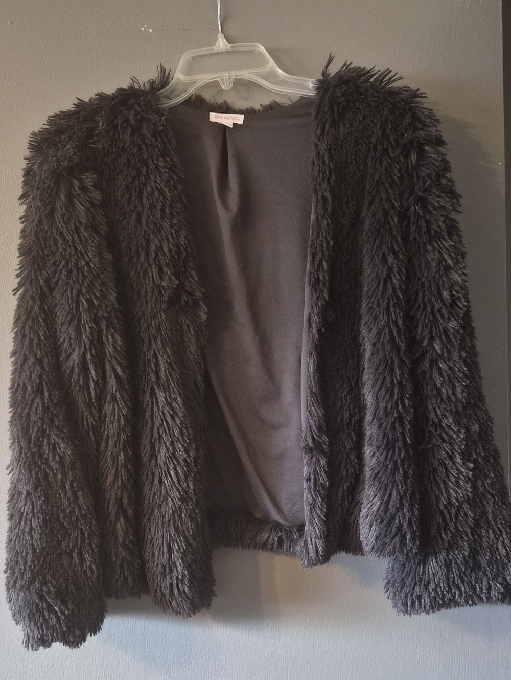 Xhilaration Black Fuzzy Open-Front Women's Cardigan